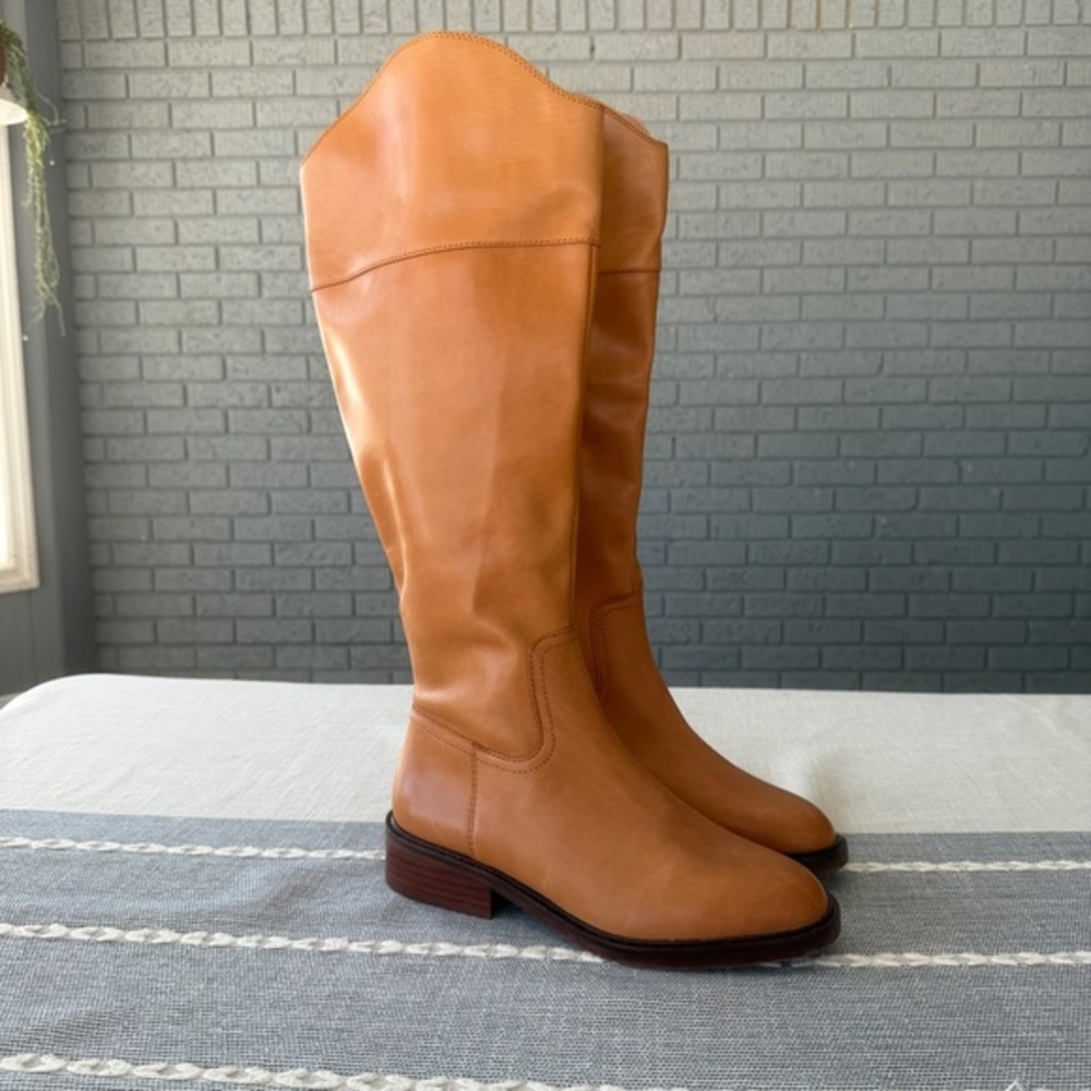 NWT Vince Camuto Alfella Boot Size 6.5 Wide Calf Knee High Equestrian Leather